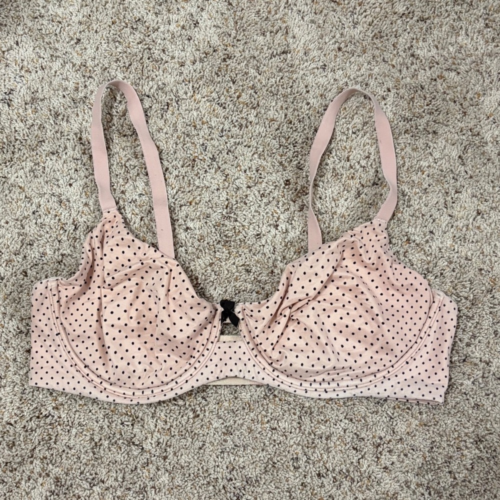 Victoria's Secret Body By Victoria Unlined Demi Bra Pink Polka Dot 38D